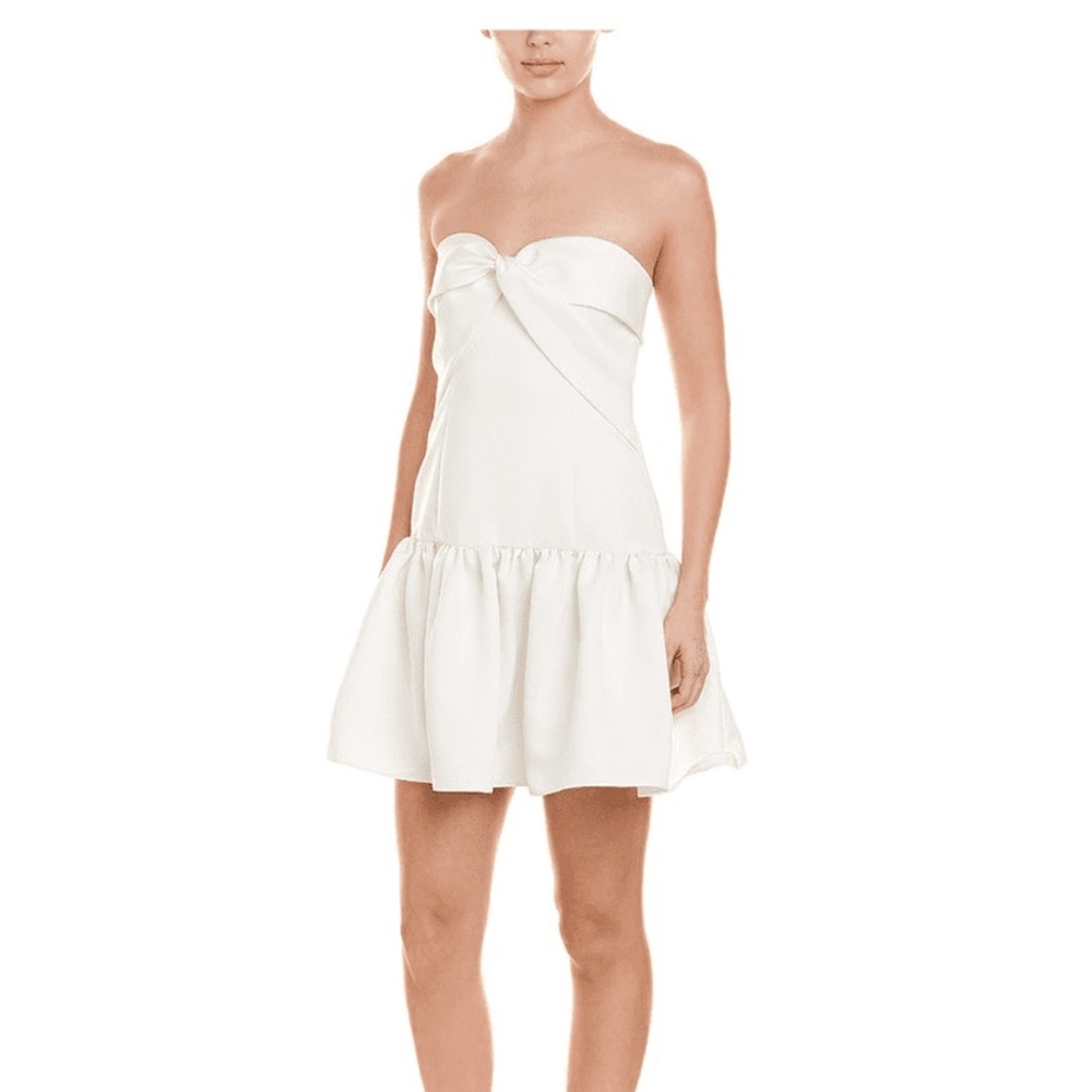 White Strapless Drop Waist Dress